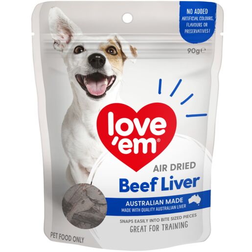 love'em Air Dried Beef Liver Dog Treats 90g